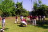 Students play a game of Indian ball